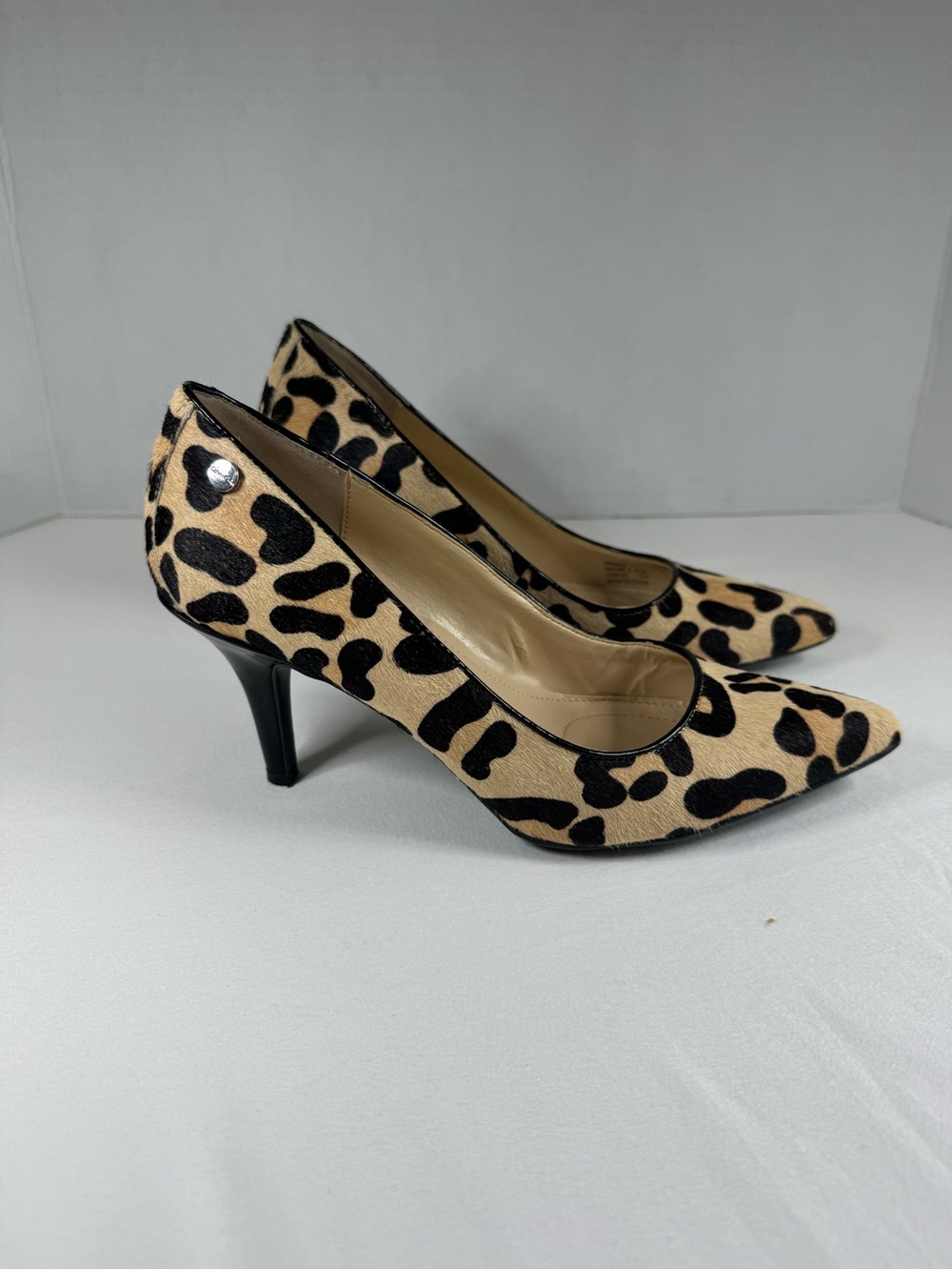 Calvin Klein "Nadine 3" Leopard Print Calf Hair Pumps 6.5